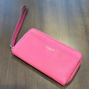 Coach Saffiano Leather Wristlet Clutch